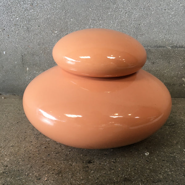 1980's Peach Deco Lidded Container