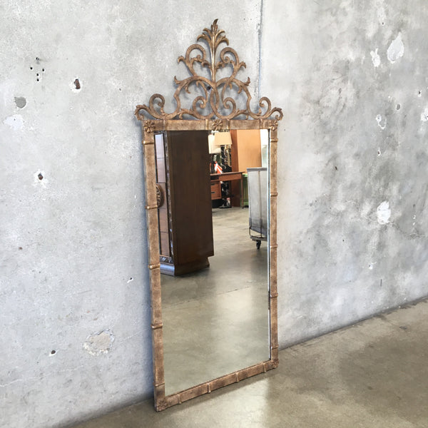 Vintage Palladio Metal Gilded Patina Aged Rococo Style Mirror