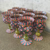 Set of Ten Mackenzie Childs Circus Rose Arbor Goblets