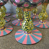 Set of Ten Mackenzie Childs Circus Rose Arbor Goblets