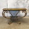 Antique Circa 1920 Wrought Iron Coffee Table With Signed Hand Painted Tile Top