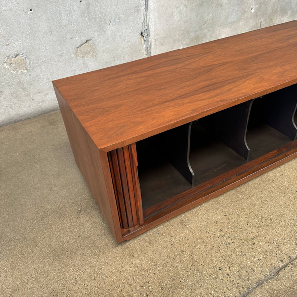 Mid Century Walnut Tambour Door Record
