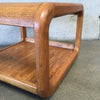 Mid Century Modern Wood Oval Side Table With Smoked Glass Top