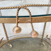 Metal Brass Finish Rope & Tassel Tea Cart