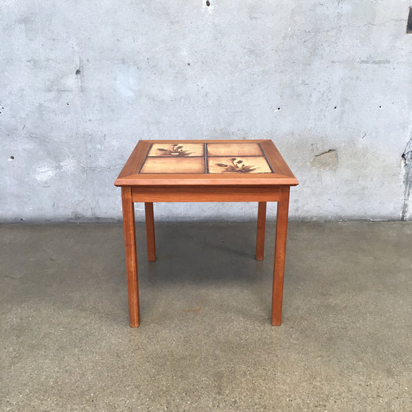 Mid Century Danish Tile Top Side Table