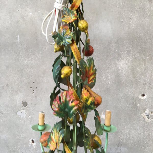Italian Mid Century Tole Fruit Chandelier