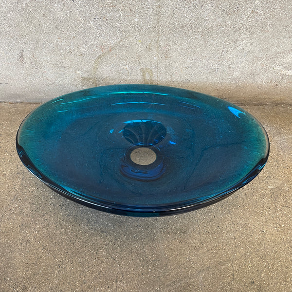 Mid Century Sapphire Blue Glass
