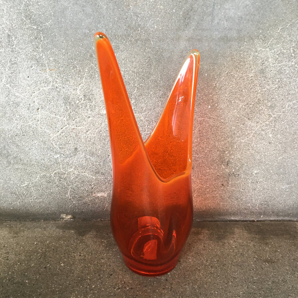 Mid Century Modern Persimmon Color Viking Vase with Label