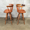 Pair Of Vintage Nakashima Inspired Bar Stools