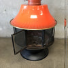 Spin-A-Fire 1970's Orange Porcelain Enamel Fireplace By Malm