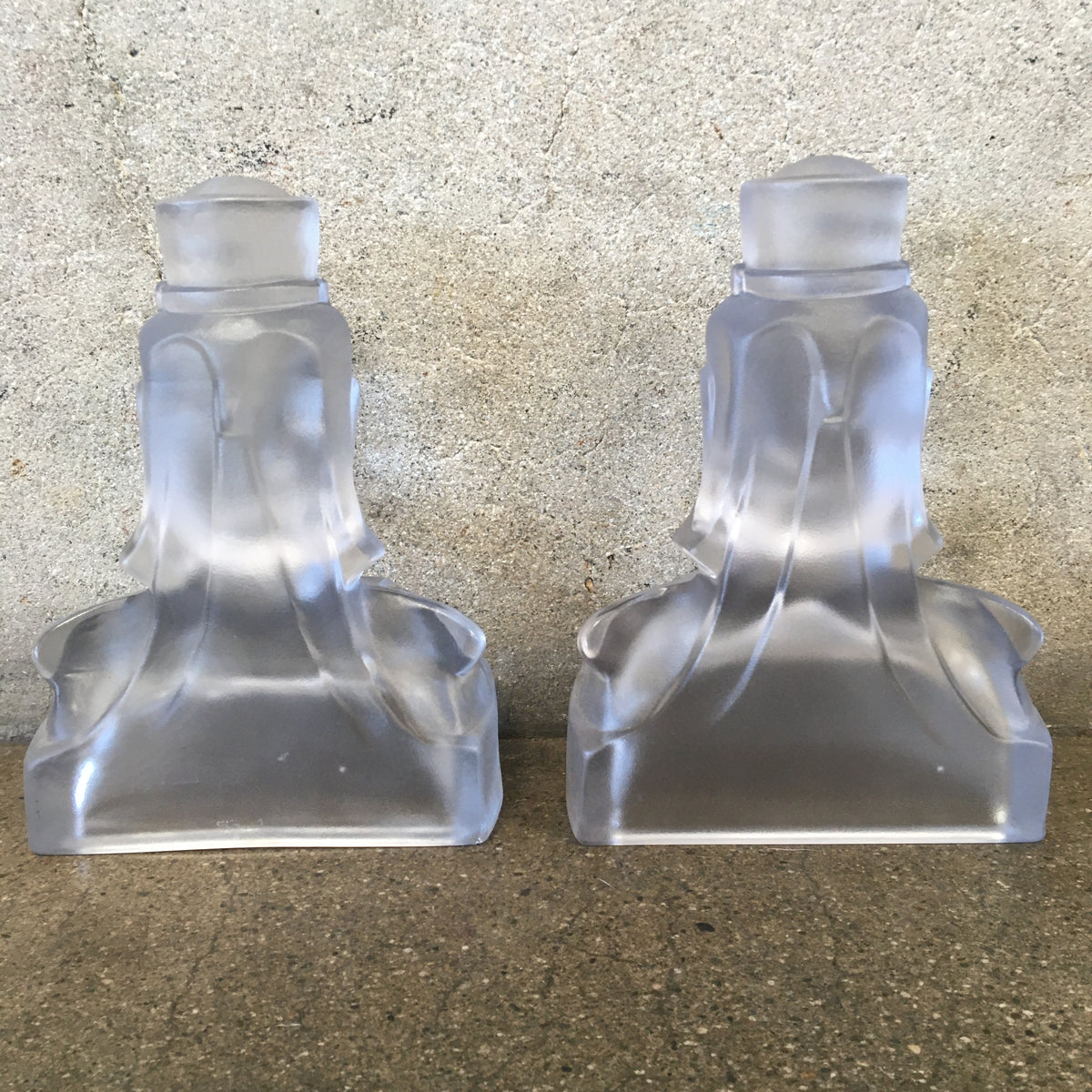Pair of Mid Century Frosted Glass Bookends