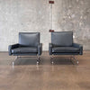 Pair of New Upholstered Leather Arm Chairs circa 2003 PK31 Style