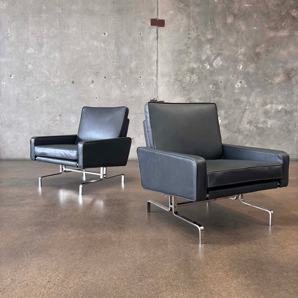Pair of New Upholstered Leather Arm Chairs circa 2003 PK31 Style