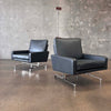 Pair of New Upholstered Leather Arm Chairs circa 2003 PK31 Style