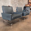 Pair of New Upholstered Leather Arm Chairs circa 2003 PK31 Style
