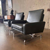 Pair of New Upholstered Leather Arm Chairs circa 2003 PK31 Style
