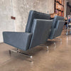 Pair of New Upholstered Leather Arm Chairs circa 2003 PK31 Style