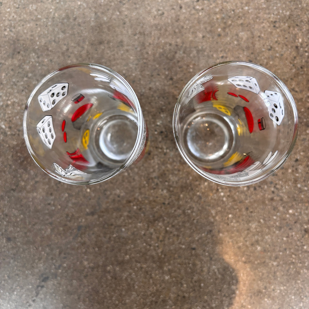 Pair of Vintage Gamblers Cocktail Glasses