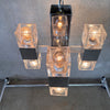 Mid Century Modern Nine Light Ice Cube Chandelier By Gaetano Sciolari