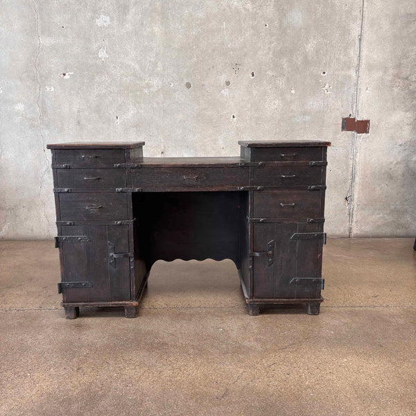 Imperial Monterey Era 1930 Desk - Dark Finish Mahogany & Iron Hardware