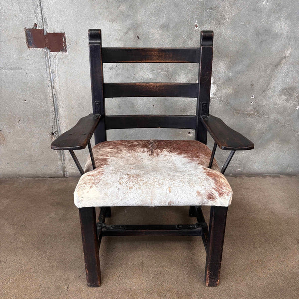 Imperial Monterey Era 1930 Arm Chair - Dark Finish Mahogany & Iron Hardware