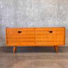 European Mid Century Sideboard with Striped Wood Veneer With Key