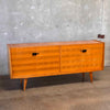 European Mid Century Sideboard with Striped Wood Veneer With Key