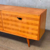 European Mid Century Sideboard with Striped Wood Veneer With Key