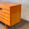 European Mid Century Sideboard with Striped Wood Veneer With Key