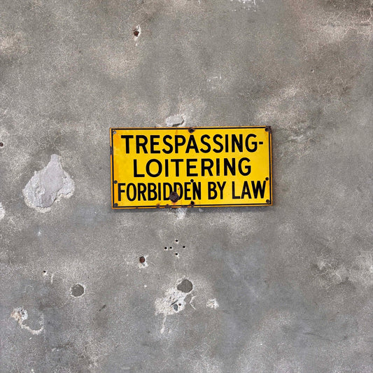 Vintage Enamel "Trespassing" Sign #2
