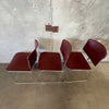 Set of Four 1980s Steelcase Max-Stacker Burgundy Plastic & Chrome Stacking Chairs