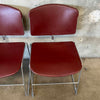 Set of Four 1980s Steelcase Max-Stacker Burgundy Plastic & Chrome Stacking Chairs