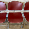 Set of Four 1980s Steelcase Max-Stacker Burgundy Plastic & Chrome Stacking Chairs