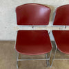 Set of Four 1980s Steelcase Max-Stacker Burgundy Plastic & Chrome Stacking Chairs