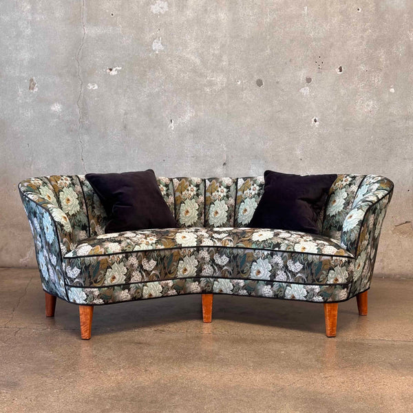 Danish 1950s Bannana Settee Chanel Back With New Upholstery