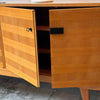 European Mid Century Sideboard with Striped Wood Veneer With Key