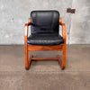 1960's Mid Century Modern Danish Bentwood & Black Leather Chair