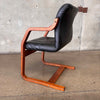 1960's Mid Century Modern Danish Bentwood & Black Leather Chair