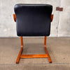 1960's Mid Century Modern Danish Bentwood & Black Leather Chair