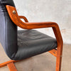 1960's Mid Century Modern Danish Bentwood & Black Leather Chair