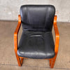 1960's Mid Century Modern Danish Bentwood & Black Leather Chair