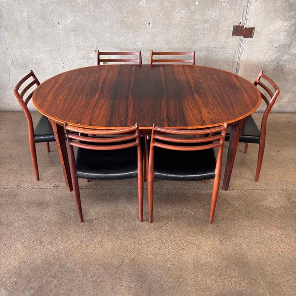 Niels Otto Moller Model #78 Set of Six Chairs & Dining Table w/ Two Leaves