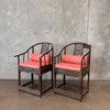 Pair Of Vintage Asian Style Bamboo Armchairs
