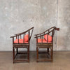 Pair Of Vintage Asian Style Bamboo Armchairs