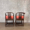Pair Of Vintage Asian Style Bamboo Armchairs