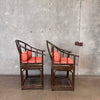 Pair Of Vintage Asian Style Bamboo Armchairs