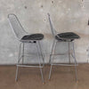 Pair of Herman Miller Eames Wire Stools w/ Black Cushions
