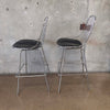 Pair of Herman Miller Eames Wire Stools w/ Black Cushions