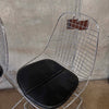Pair of Herman Miller Eames Wire Stools w/ Black Cushions
