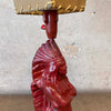 1930s / 40s Chalkware Indian Lamp With Whipstitch Shade - As Is / Needs Wiring